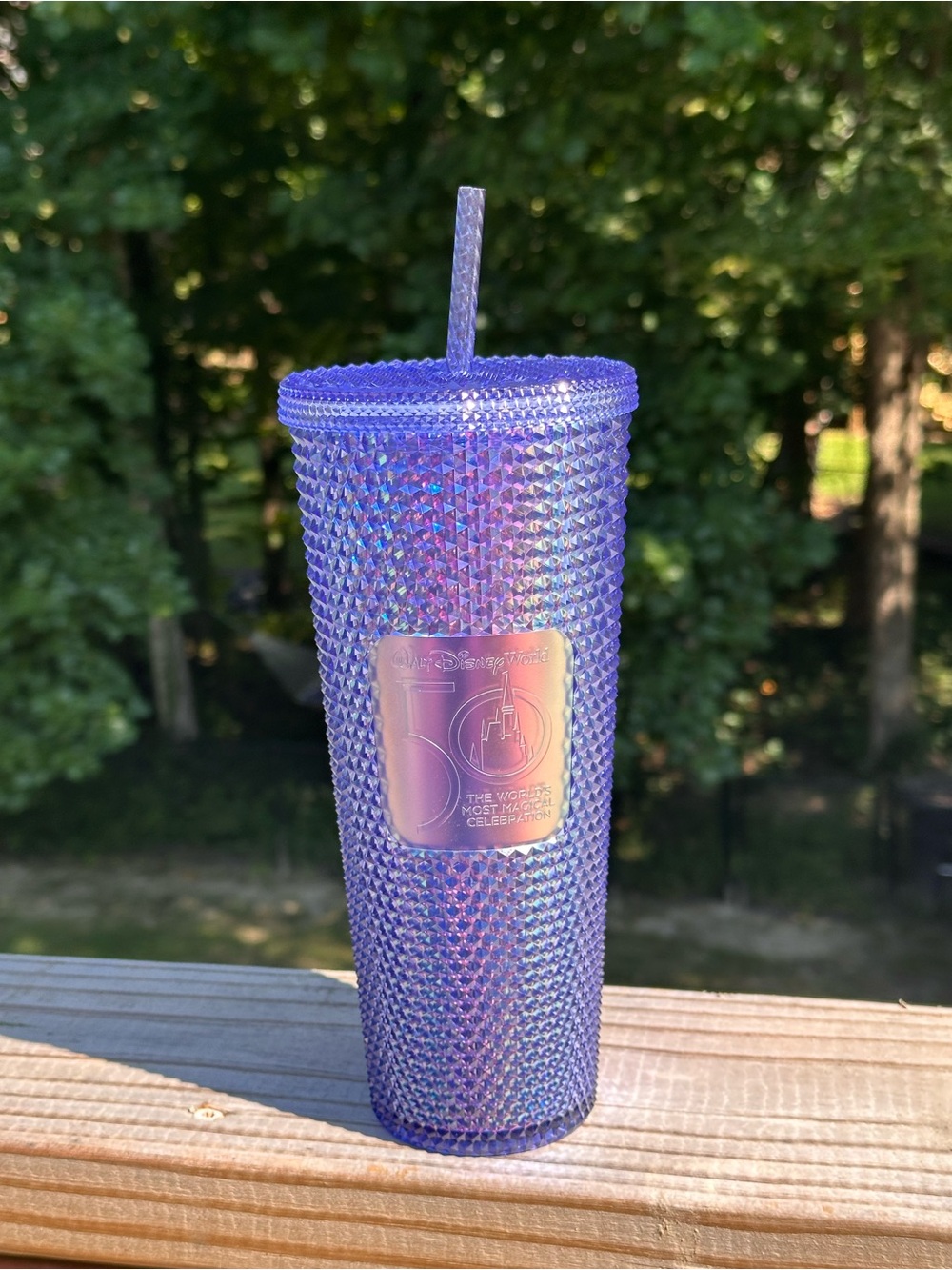 Starbucks x Disney 50th Purple Iridescent Studded Tumbler with Straw NWOT